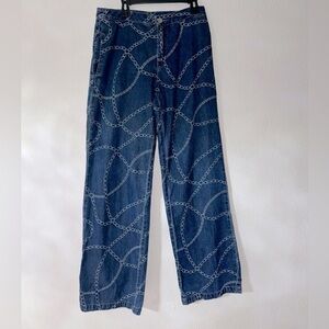 J. McLaughlin -Size 0 -Women’s Chain Wide Leg Denim Jeans High Rise Blue